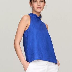 Relaxed Fit Sleeveless Ruffle Linen Top by Tommy Hilfiger